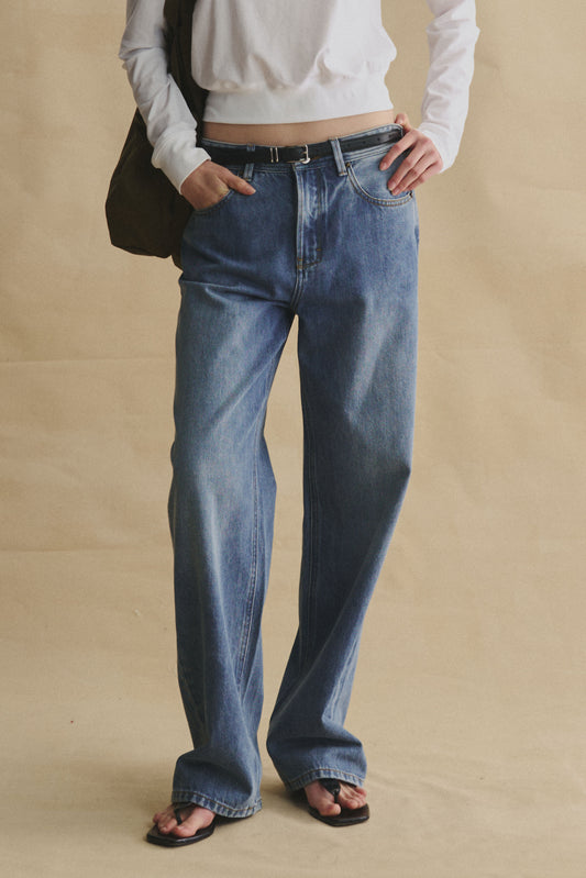 Black & Gold Straight-Leg Jeans