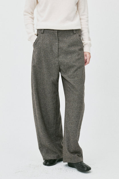Deconstructed Curved Wool Trousers